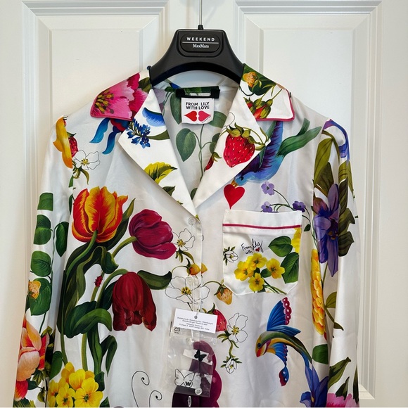 Max Mara Weekend โFrom Lily with Love โ Label-cut 100% Silk Blouse&Pants Set - Picture 10 of 16